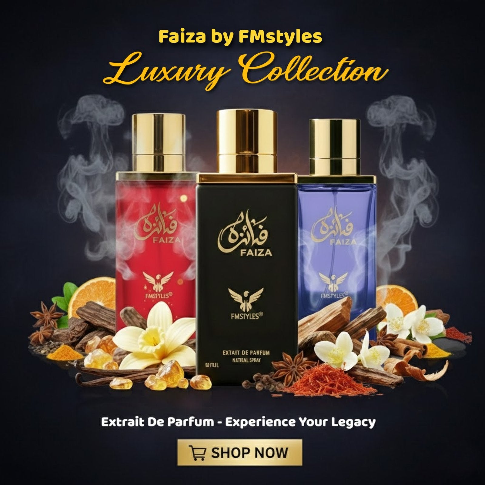 The Faiza Trilogy Luxury Bundle: Imperial Blue, Arabian Red & Decadent Black (1 set of 3 pcs) image 0