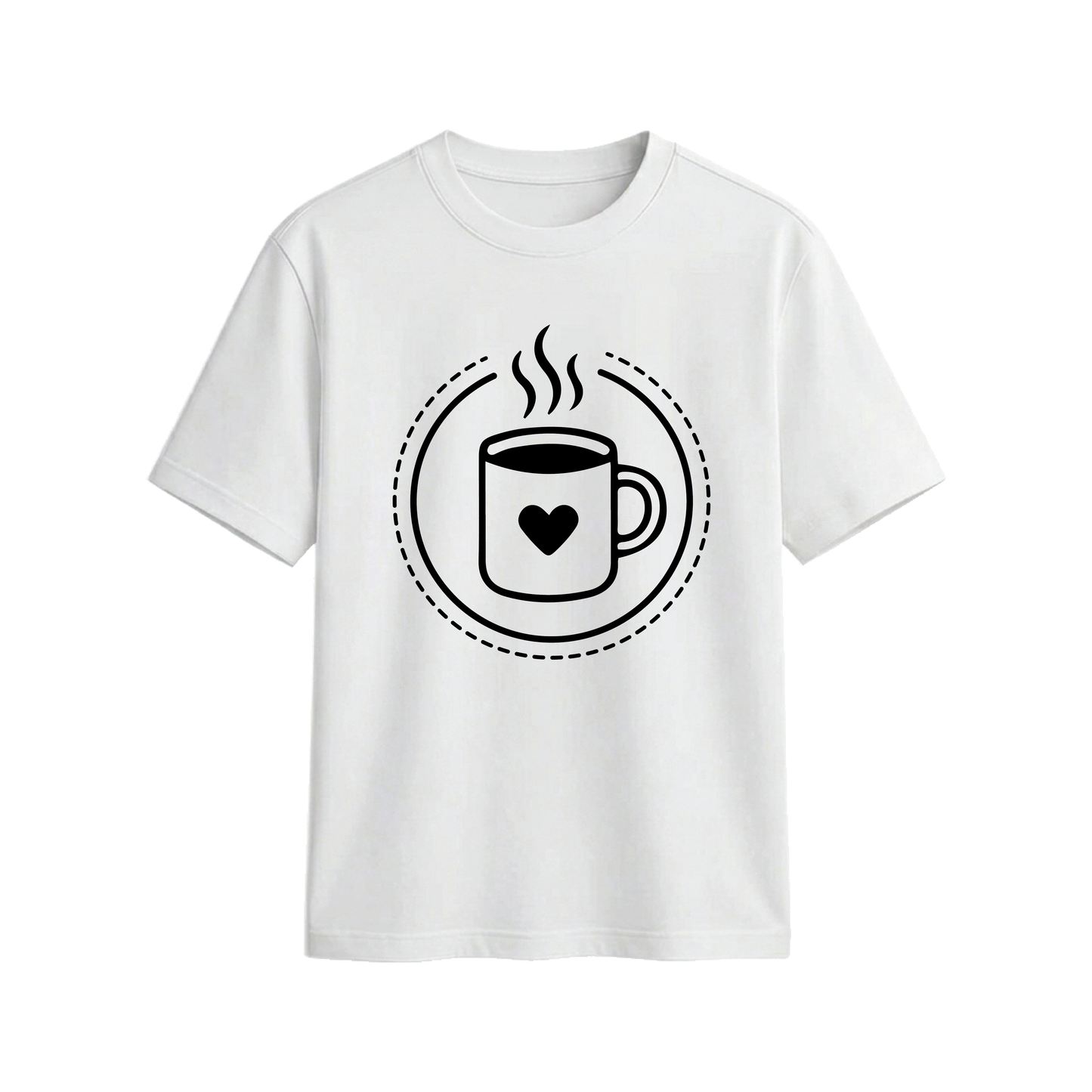 Heart Coffee Cup Graphic Print Casual Short-Sleeve Unisex T-Shirt
