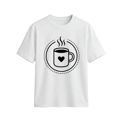 Heart Coffee Cup Graphic Print Casual Short-Sleeve Unisex T-Shirt