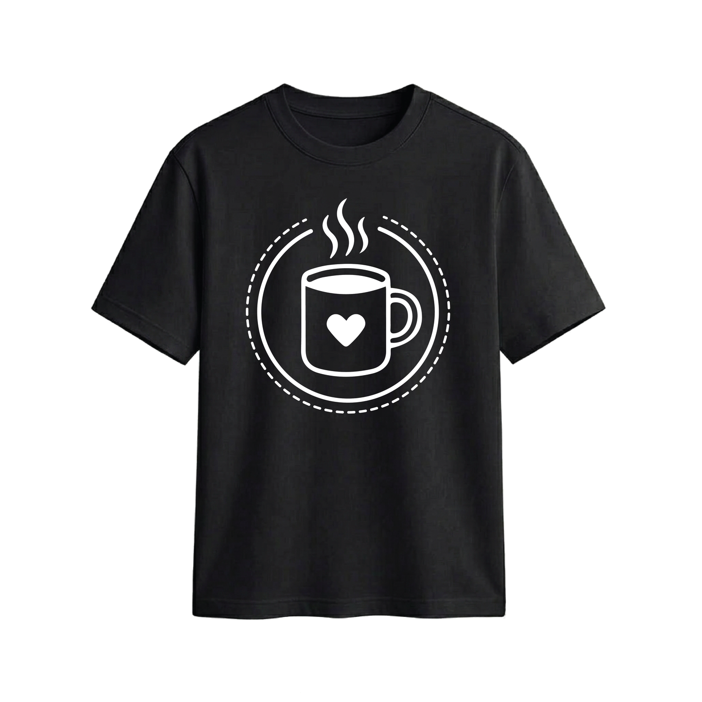 Heart Coffee Cup Graphic Print Casual Short-Sleeve Unisex T-Shirt