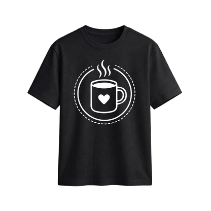 Heart Coffee Cup Graphic Print Casual Short-Sleeve Unisex T-Shirt