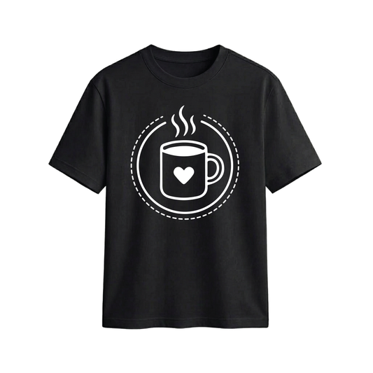 Heart Coffee Cup Graphic Print Casual Short-Sleeve Unisex T-Shirt