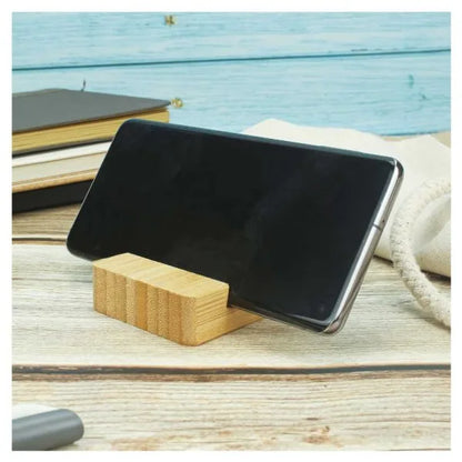Personalized Eco-Friendly Dual-Slot Bamboo Phone Stand (Laser Engraved)