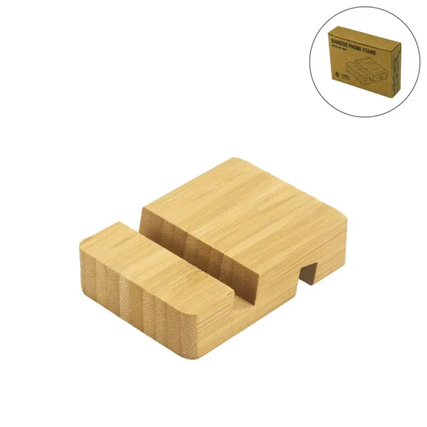 Personalized Eco-Friendly Dual-Slot Bamboo Phone Stand (Laser Engraved)