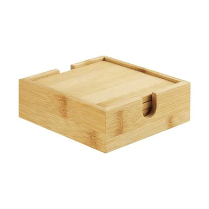 Personalized 4 Pcs Bamboo Tea Coasters Sets with Case