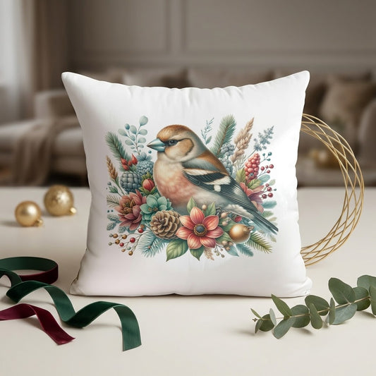 FMstyles Bird & Floral Printed Premium White Polyester Quote Cushion Cover (40 x 40 cm) – Decorative Throw Pillow