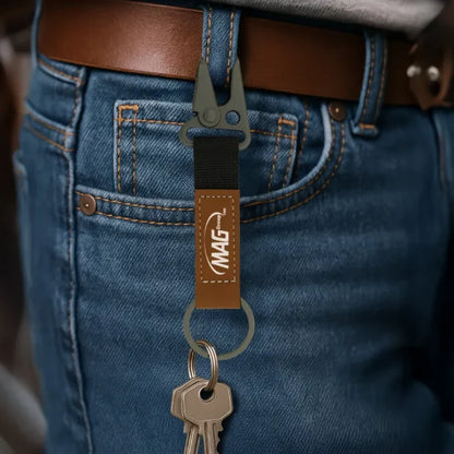 Personalized Laserable PU Leather Keychains with Sling Snap Hook (Gray)