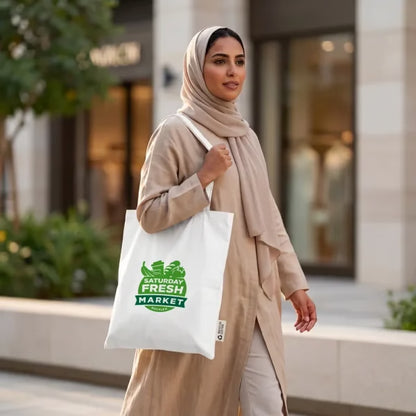 Personalized Recycled Cotton Bags with Durable Long Straps (One color Print)