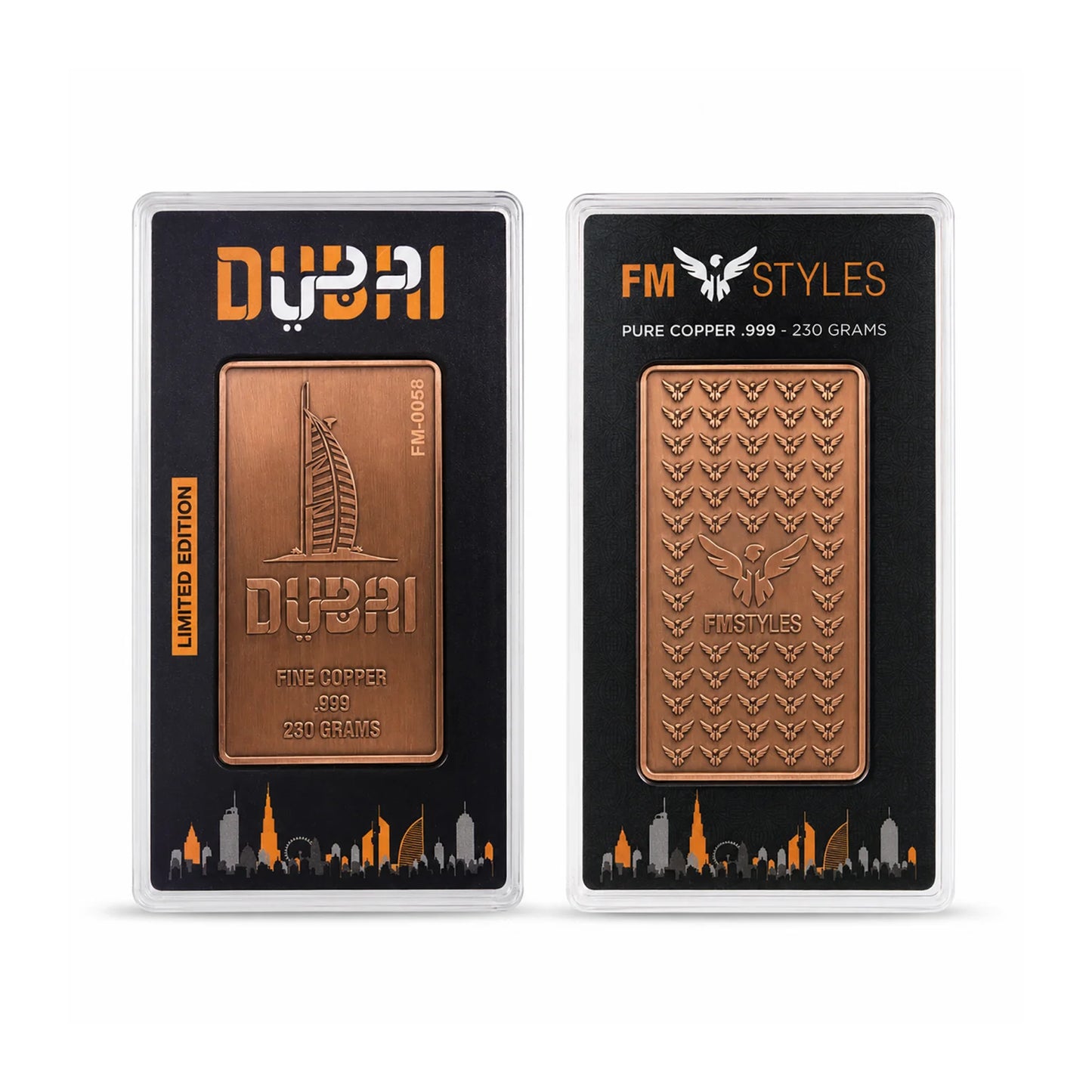 FMSTYLES Dubai Copper Bar – 230g .999 Fine Copper Bullion