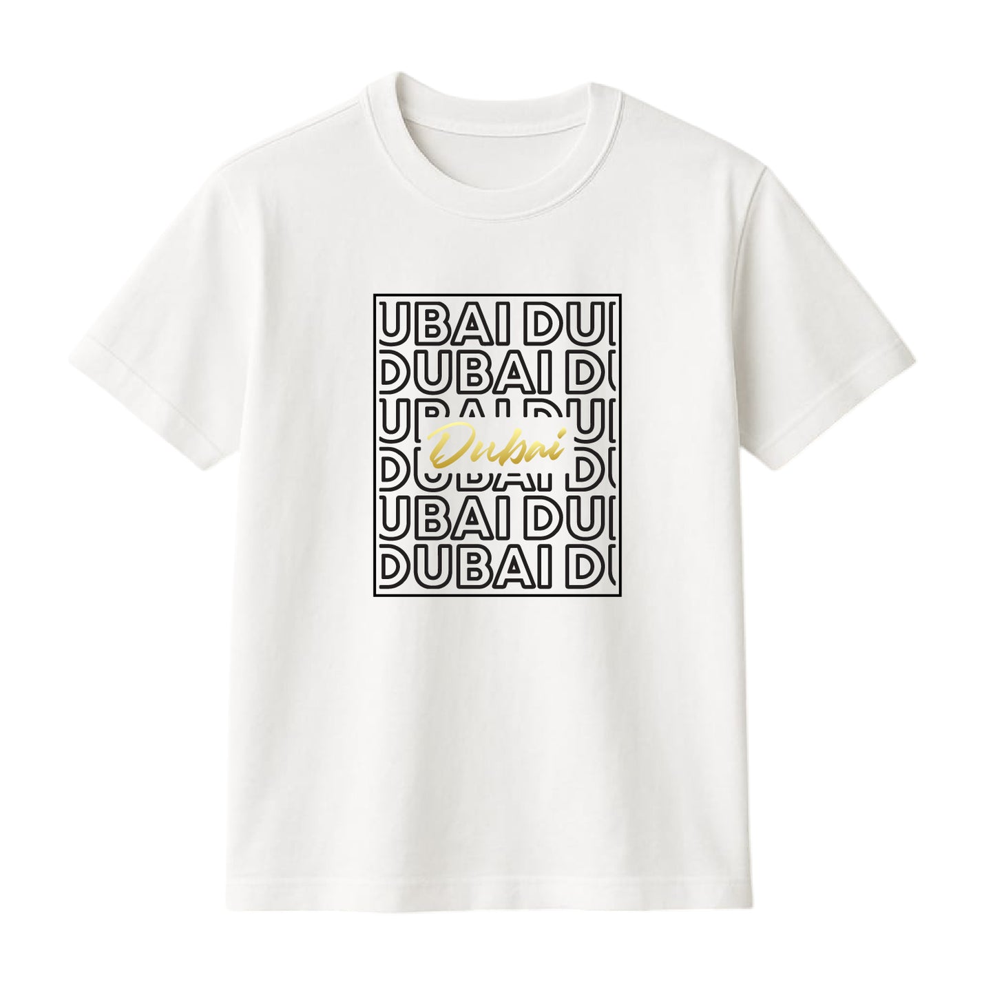 FMstyles Brand "DUBAI" Typography Classic 100% Cotton Round Neck Printed T-Shirt