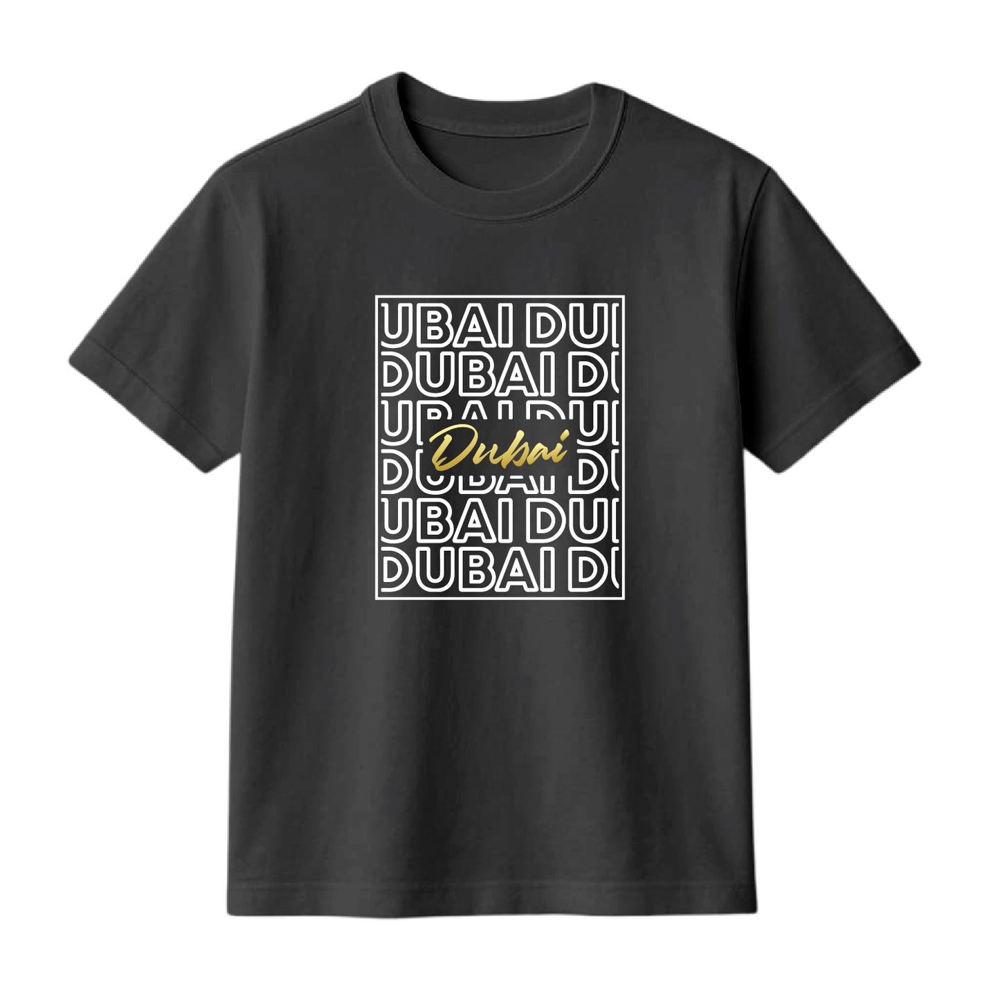 FMstyles Brand "DUBAI" Typography Classic 100% Cotton Round Neck Printed T-Shirt