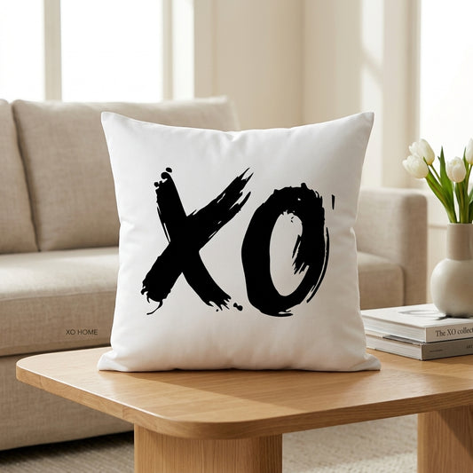 FMstyles - XO Logo - Premium White Polyester Quote Cushion Cover (40 x 40 cm) – Decorative Throw Pillow