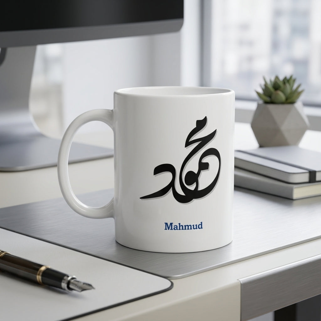 FMstyles Arabic Calligraphy Name Mahmud Mug, White, FMS460