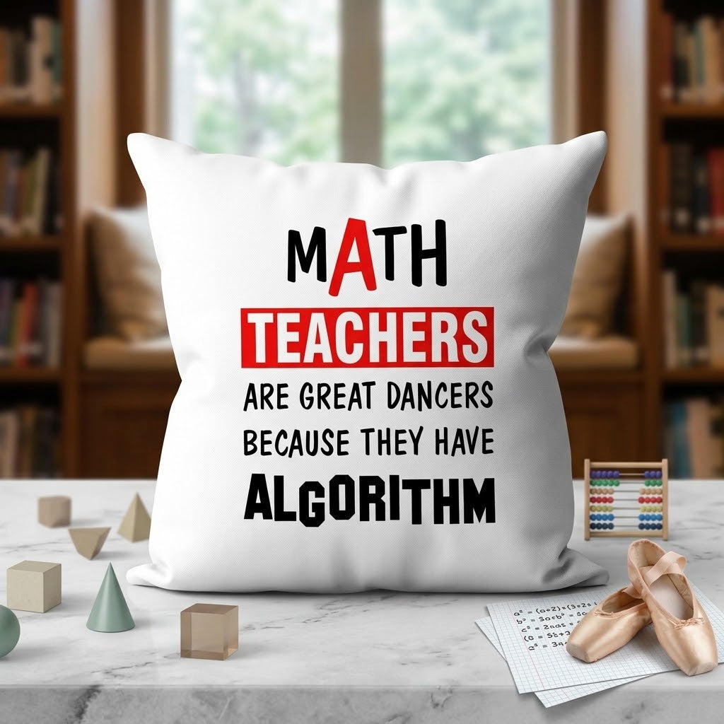 FMstyles Limited Edition Math Teachers Printed Premium White Polyester Quote Cushion Cover (40 x 40 cm) – Decorative Throw Pillow