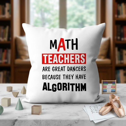 FMstyles Limited Edition Math Teachers Printed Premium White Polyester Quote Cushion Cover (40 x 40 cm) – Decorative Throw Pillow