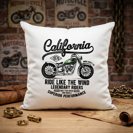 FMstyles Ride like the wind Vintage - Premium White Polyester Quote Cushion Cover (40 x 40 cm) – Decorative Throw Pillow