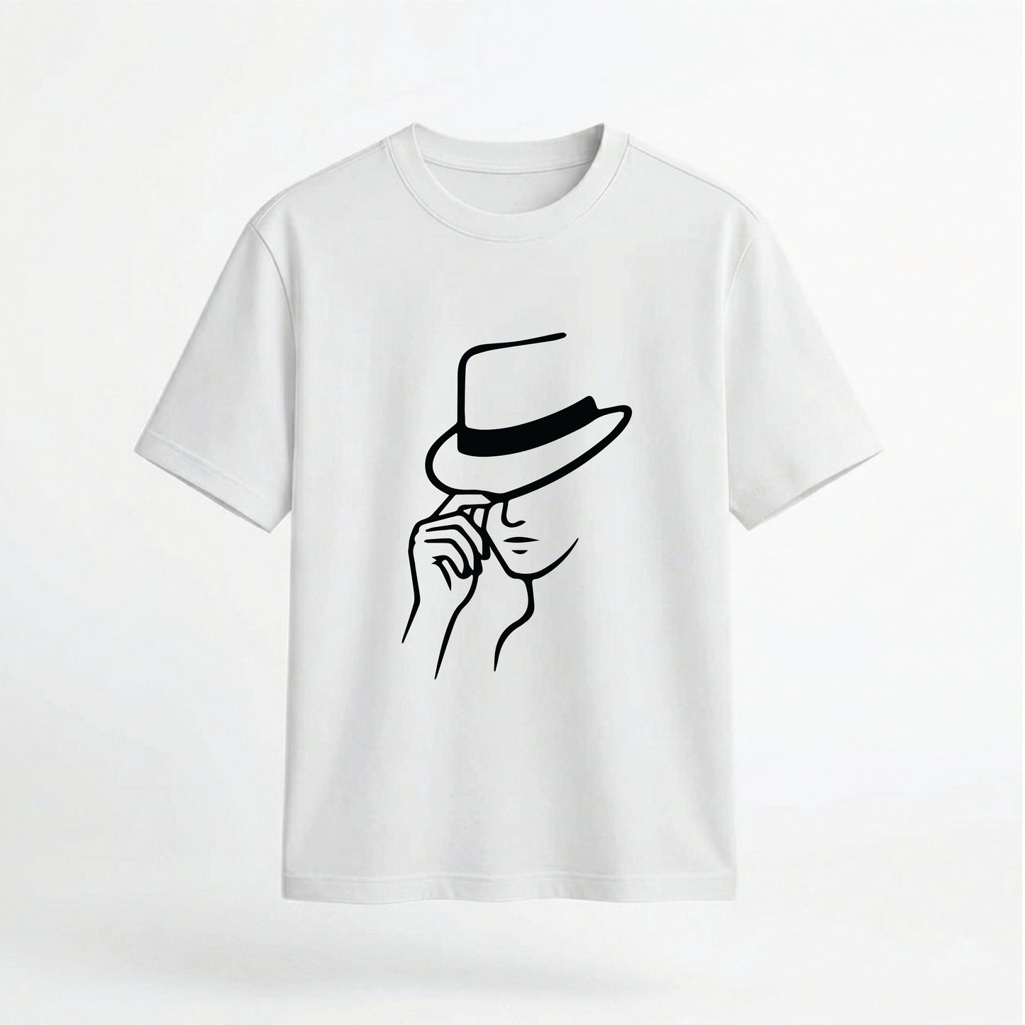 Minimalist Hat Tip Line Art Graphic 100% Cotton Unisex T-Shirt