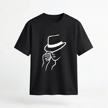 Minimalist Hat Tip Line Art Graphic 100% Cotton Unisex T-Shirt