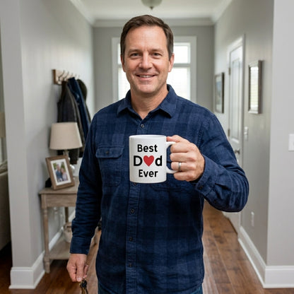 Best Dad Coffee Mug, Best Dad Ever Unique Birthday Gifts Idea for Dad Father Papa Daddy Cup White, 11 Oz