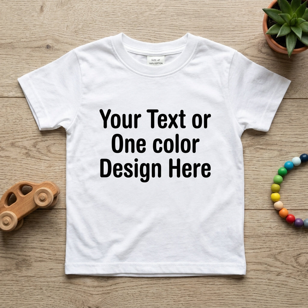 Custom White Kids T-Shirt | Single Color White Print (3-11 Years)