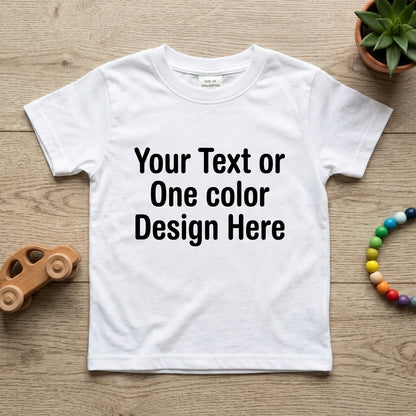 Custom White Kids T-Shirt | Single Color White Print (3-11 Years)
