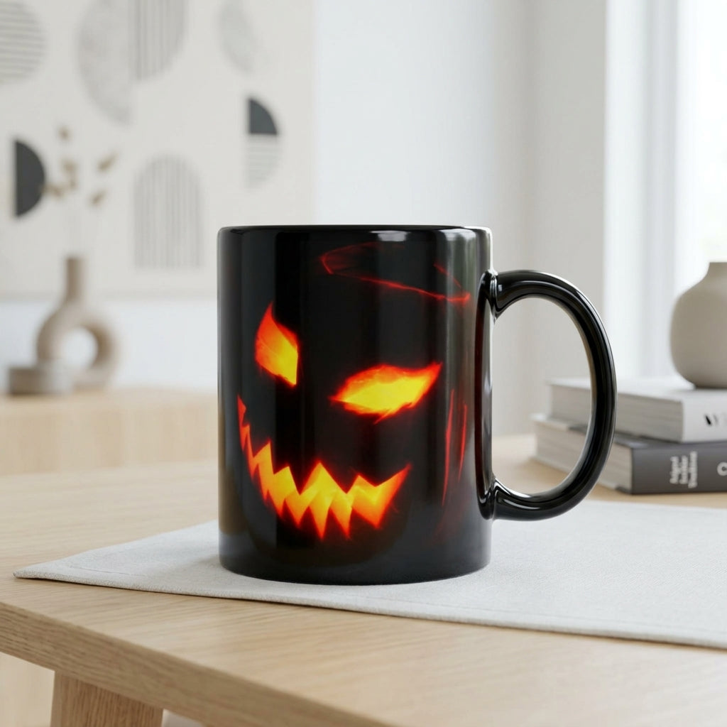 Halloween Scary Pumpkin Ceramic Black Coffee Mug