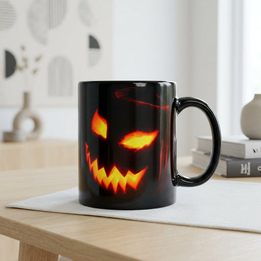 Halloween Scary Pumpkin Ceramic Black Coffee Mug