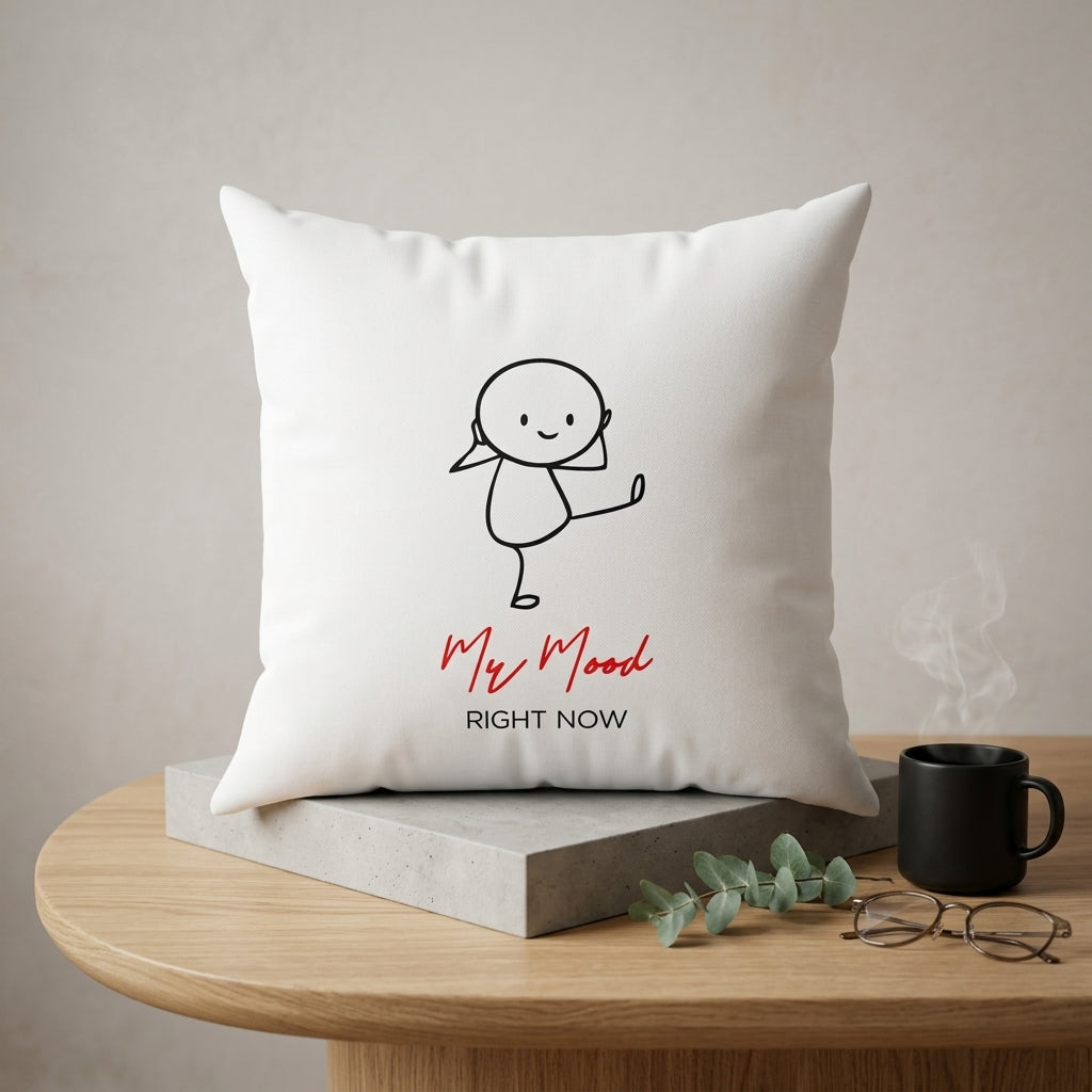 FMstyles - My Mood Right Now Dance Printed White Polyester Cushion (40 x 40 cm)