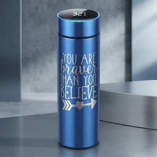 "You Are Braver Than You Believe" Engraved Smart LED Vacuum Insulated Thermos Bottle