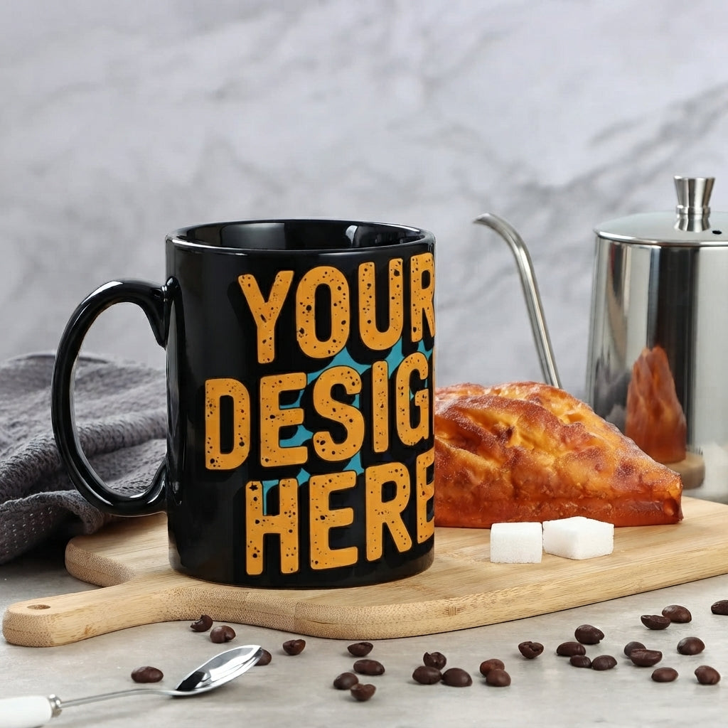 Personalized Photo or Logo Printed Black Mug