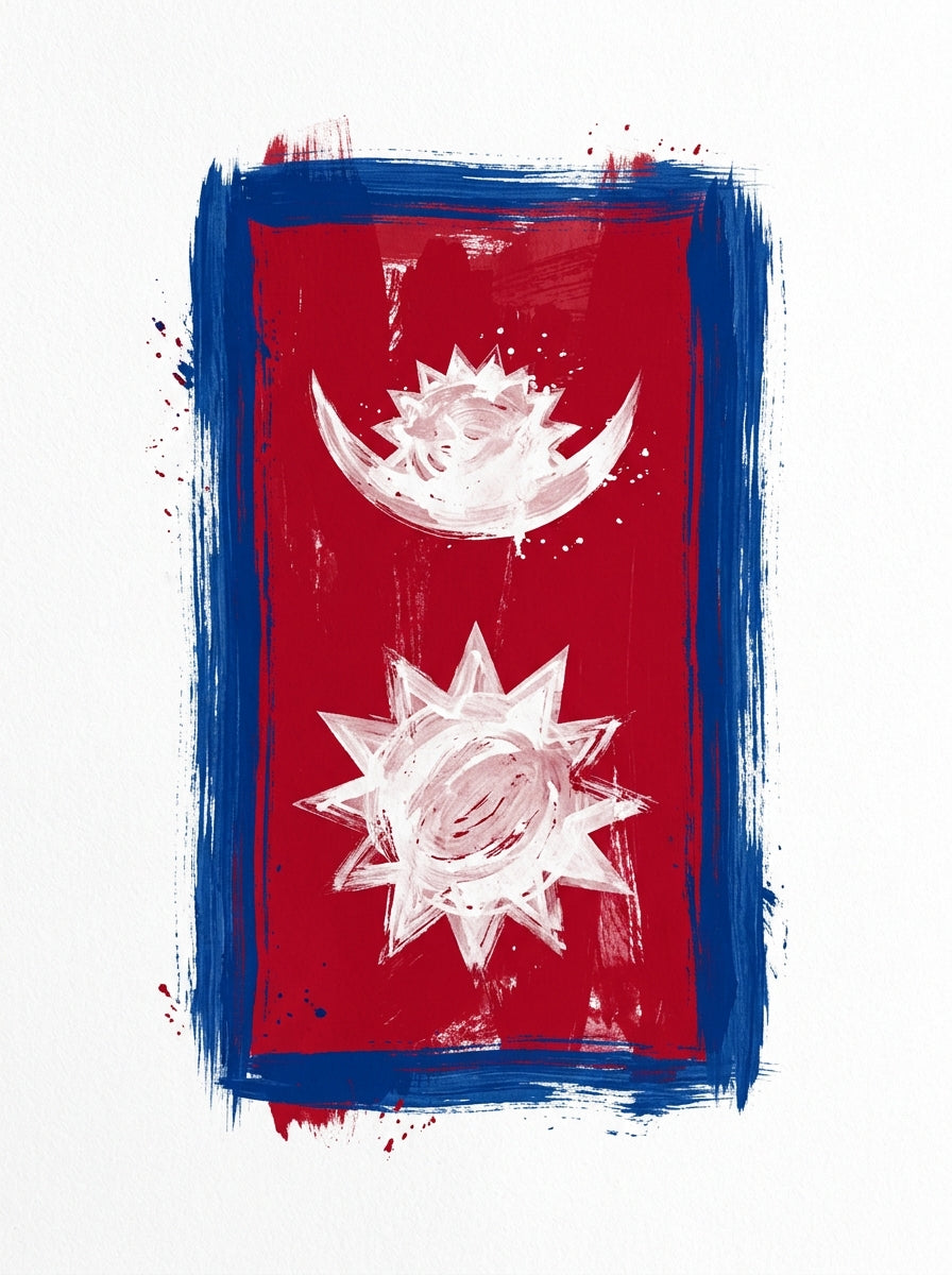 Nepal Flag 11 oz Ceramic Mug, Artistic Brushstroke Design