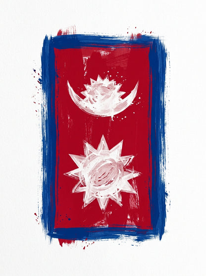 Nepal Flag 11 oz Ceramic Mug, Artistic Brushstroke Design