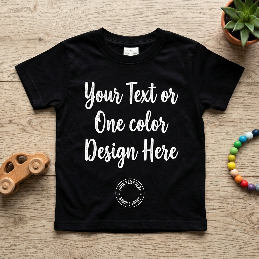 Custom Black Kids T-Shirt | Single Color White Print (3-11 Years)