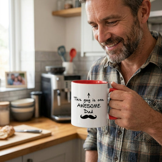 Best Dad Gifts - Funny Coffee Mug - One Awesome Dad - Father's Day Gifts for Dad, Men - Unique Gift Ideas for Him from Daughter, Son, Wife - Cool Birthday Present for Husband - Fun Novelty Cup (White)