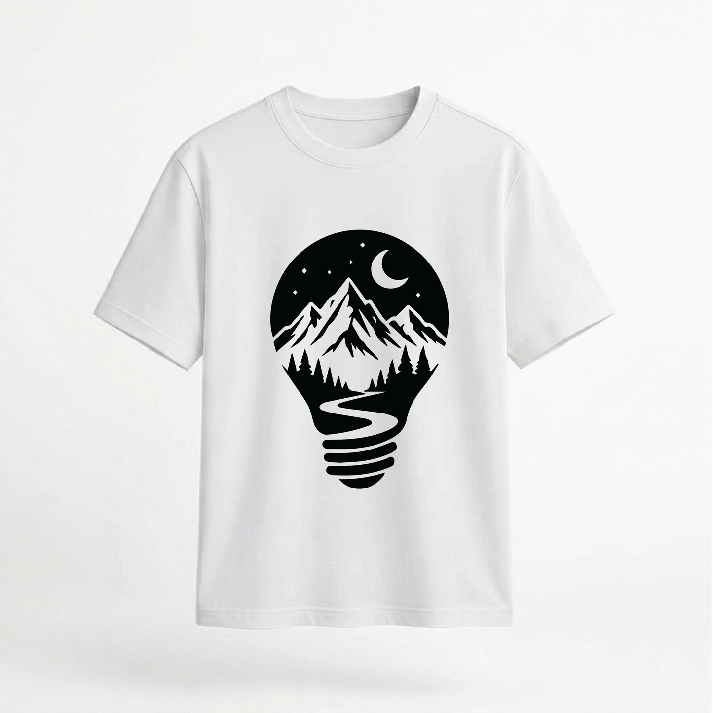 Lightbulb Mountain Nightscape Graphic 100% Cotton Unisex T-Shirt