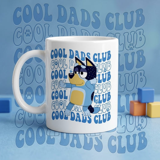 Cool Dads Club Mug – Bluey Bandit Dad Ceramic Coffee Cup, Funny Father’s Day Gift