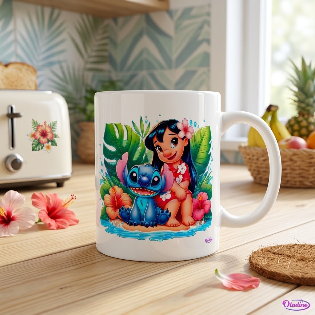 Lilo & Stitch Tropical Paradise White Ceramic Coffee Mug - 11 oz