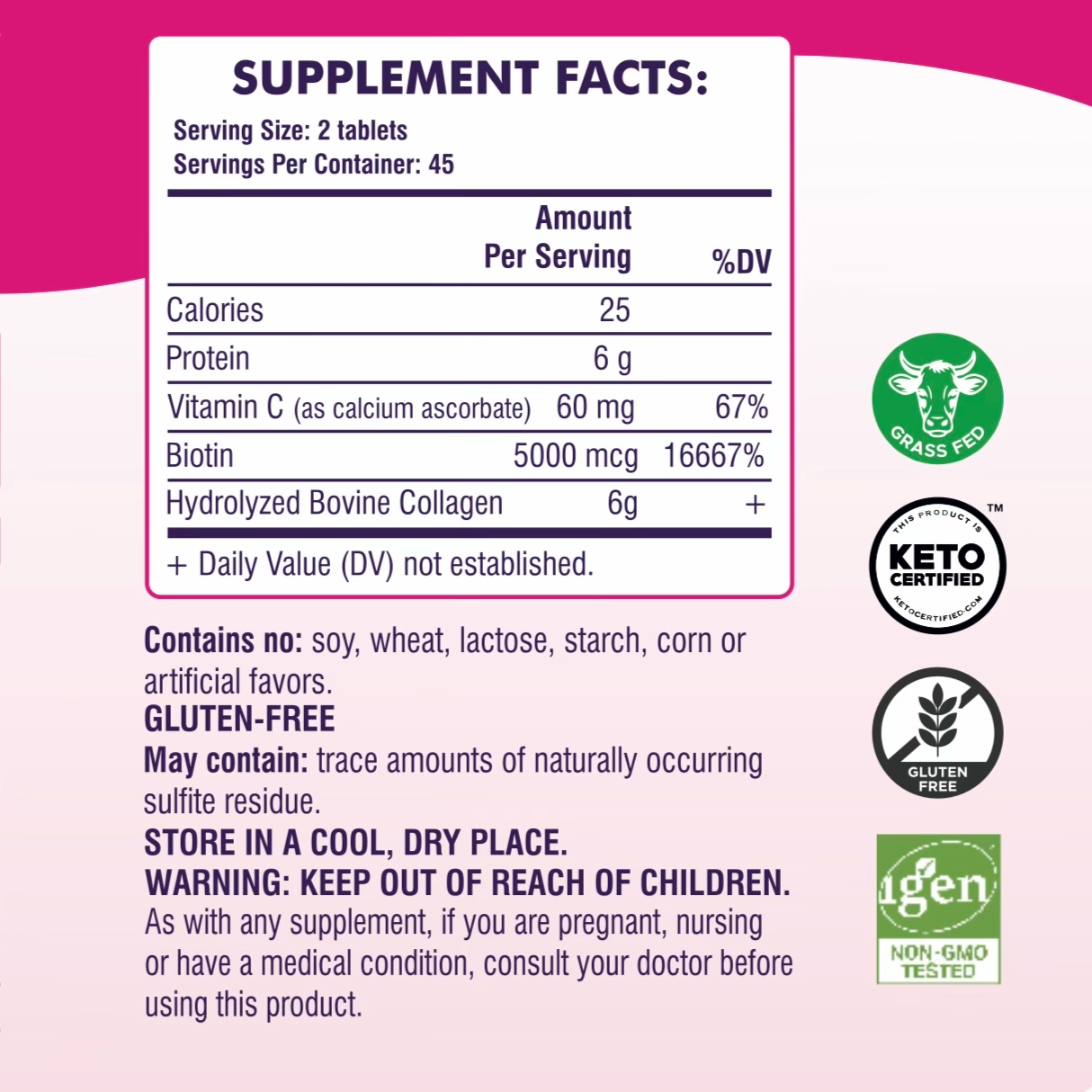 FMstyles Super Collagen Peptides Tablets with Vitamin C & Biotin, Types 1 & 3 Hydrolyzed Bovine Collagen, Hair Skin Nails & Joint Support, Keto & Gluten-Free, Grass-Fed, 90 Tablets