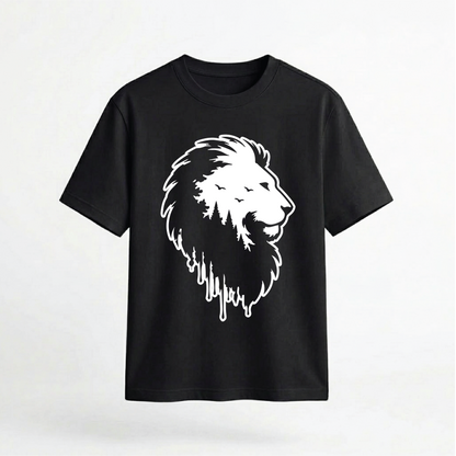 Lion Forest Double Exposure Graphic 100% Cotton Unisex T-Shirt