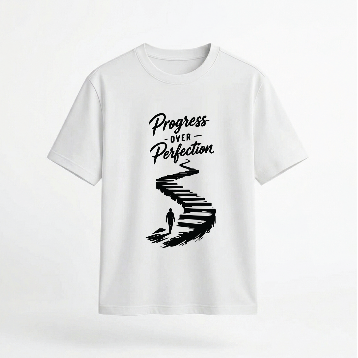 Progress Over Perfection Inspirational Quote Graphic 100% Cotton Unisex T-Shirt
