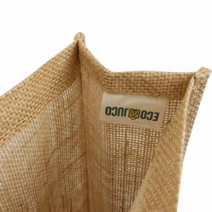 Personalized Jute Bag with Black Cotton Pocket and Handle (One color Print)