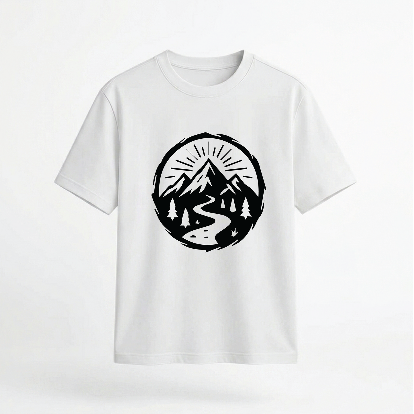 Sunlit Mountain Valley Graphic 100% Cotton Unisex T-Shirt