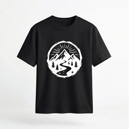 Sunlit Mountain Valley Graphic 100% Cotton Unisex T-Shirt