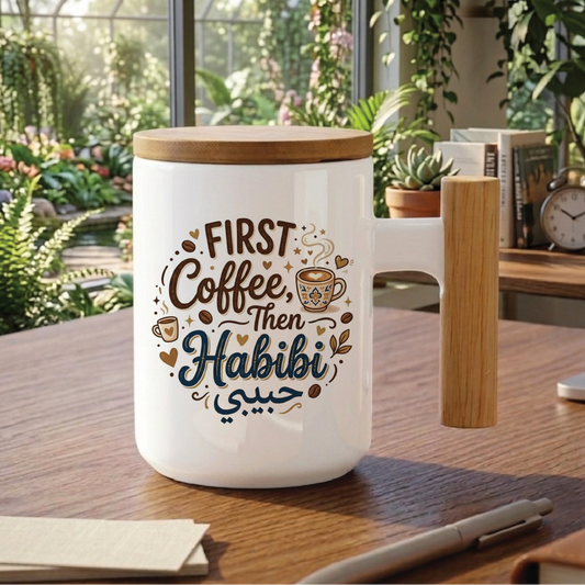 First Coffee, Then Habibi - Quote Printed Premium Coffee Mugs & Cups (5 Options)  MG1051