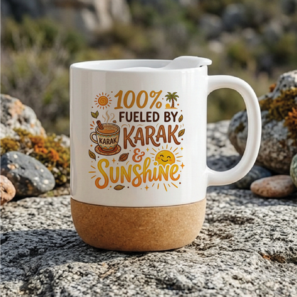 100% Fueled by Karak & Sunshine - Quote Printed Premium Coffee Mugs & Cups (5 Options) MG1053
