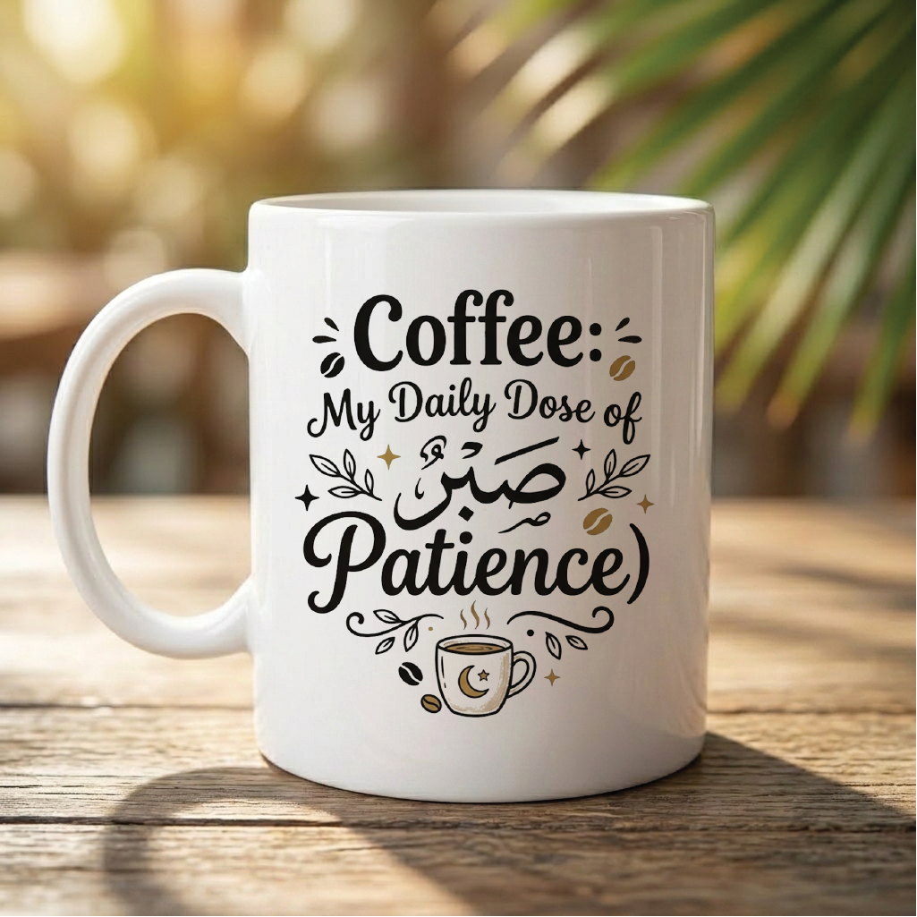 Coffee My Daily Dose of Sabr (Patience) - Quote Printed Premium Coffee Mugs & Cups (5 Options) MG1054