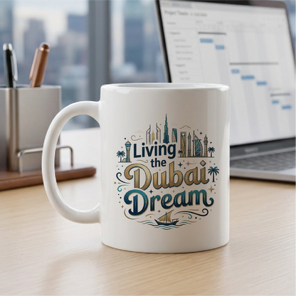 Living the Dubai Dream - Quote Printed Premium Coffee Mugs & Cups (5 Options) MG1055