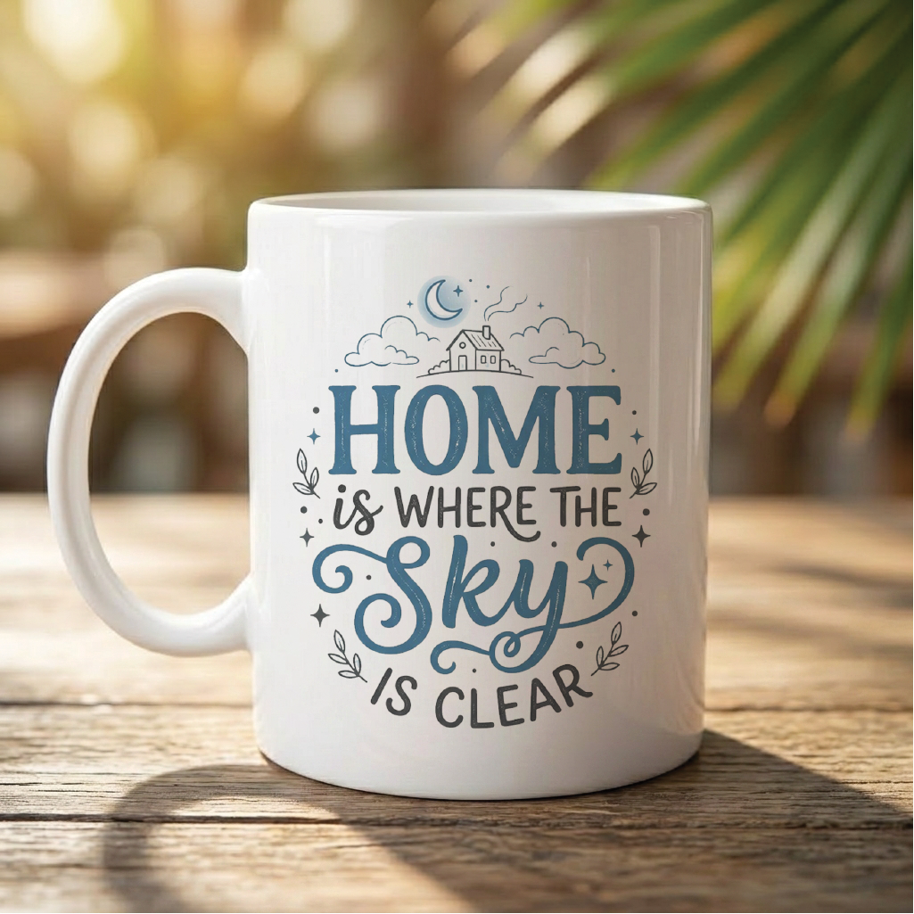 Home is Where the Sky Is Clear - Quote Printed Premium Coffee Mugs & Cups (5 Options) MG1059