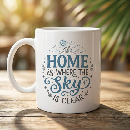 Home is Where the Sky Is Clear - Quote Printed Premium Coffee Mugs & Cups (5 Options) MG1059