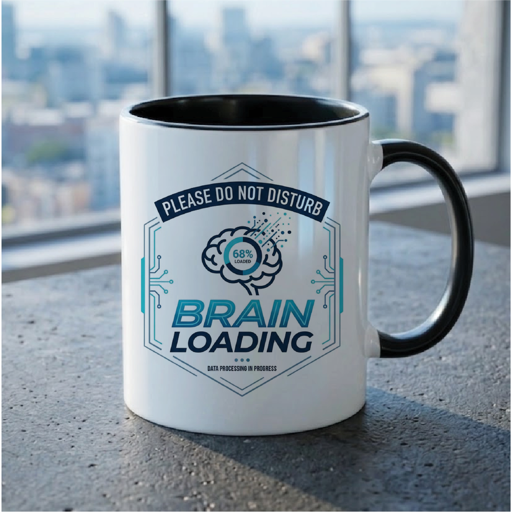 Please Do Not Disturb Brain Loading - Quote Printed Premium Coffee Mugs & Cups (5 Options) MG1066